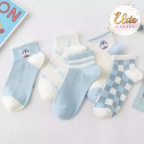 ELDE - Kaos Kaki Pendek Semata Ankle Socks / Kaus Kaki Motif Import Murah