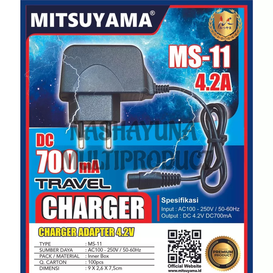 CHARGER SENTER TRAVEL ADAPTER DC 700MA MITSUYAMA MS-11 KUALITAS TERBAIK