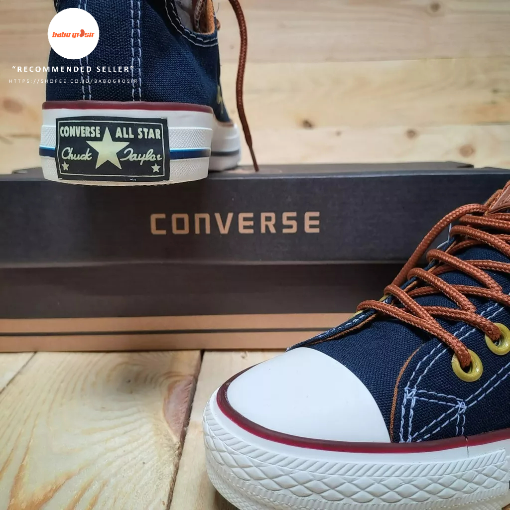 PROMO Sepatu Converse Chuck Taylor Classic Peached OX Navy, Upper Kanvas, Tapak Rubber, Premium Import Quality Tag Made in Vietnam