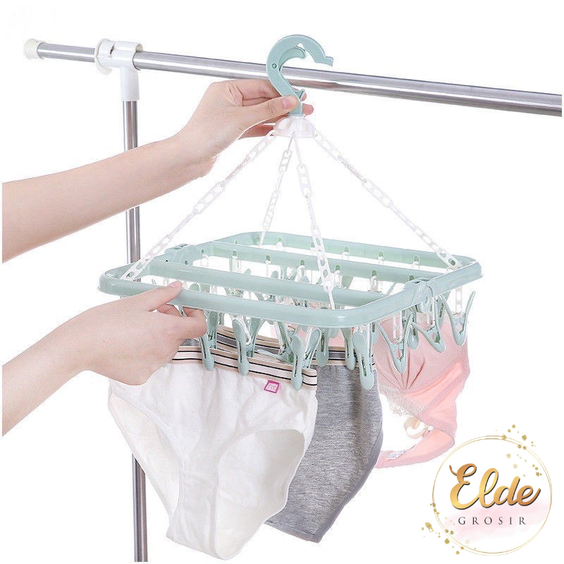 ELDE - Hanger Gantungan Jemuran Baju 32 Penjepit