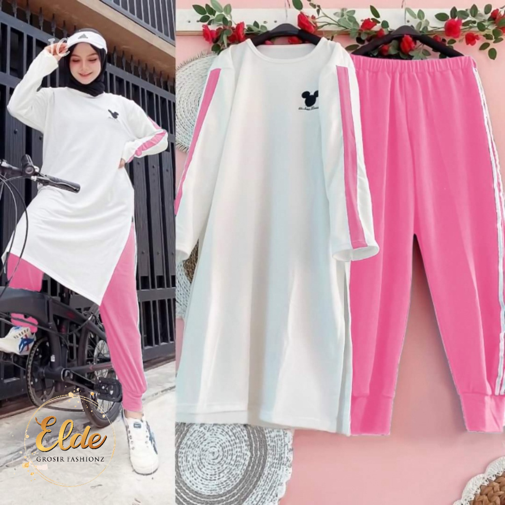 ELDE 66 - STELAN WANITA ( L - 2XL ) TUNIK / SET KASUMI TUNIK + CELANA / STELAN TERBARU / STELAN BAHAN BABYTERY