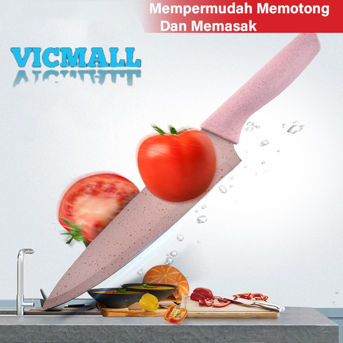 VICMALL - PISAU SET 6IN1 / PISAU SET DAPUR / Set Pisau Dapur 6in1 Stainless Kitchen Knife Set / Pisau Jerami