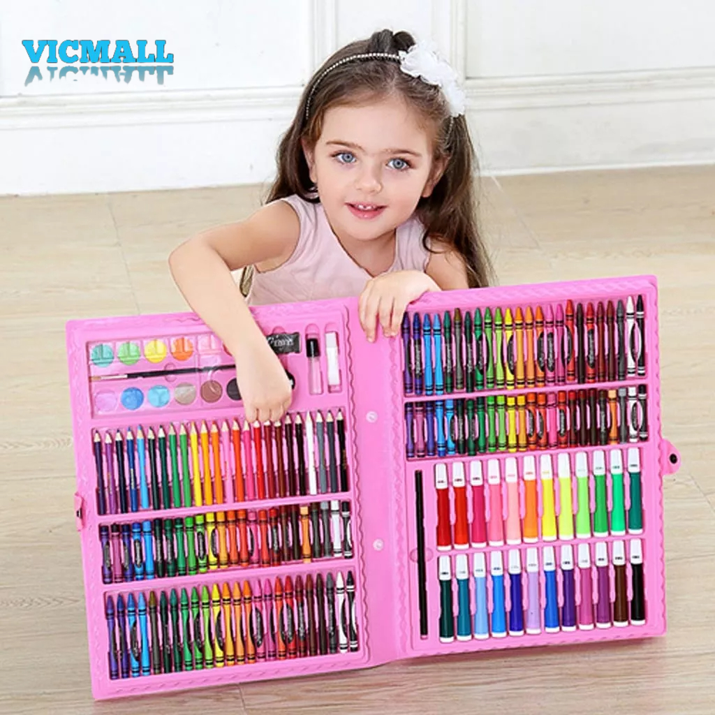 VICMALL - Crayon Set 168pcs / Krayon Mewarnai Anak 168pcs / Pensil Warna Set 168pcs