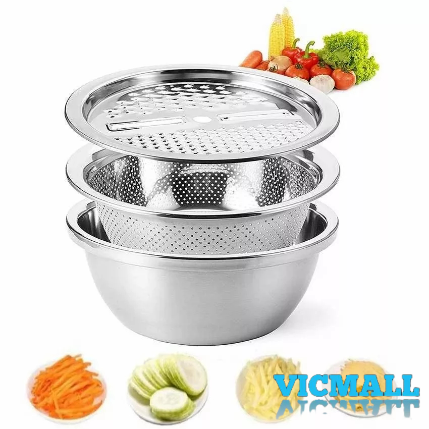 VICMALL - PARUTAN BUAH DAN SAYURAN BASKOM ALAT PARUTAN OVAL SARINGAN SERBAGUNA PARUTAN SERBAGUNA MAGIC SLICER DICER ALAT PENGIRIS SAYURAN  WORTEL KENTANG MULTIFUNGSI