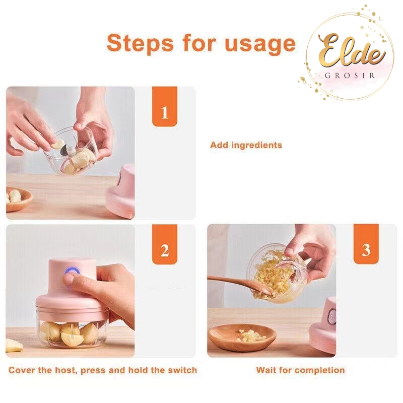 ELDE - Blender Portabel Elektrik Tanpa Kabel CHOPPER BLENDER MINI CAS / Mini Chopper 250ML BLENDER CAS PENGHANCUR BUMBU BAWANG