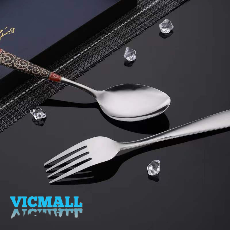 VICMALL - Sendok Garpu Makan Batik Stainess 1lusin 12buah / Stainless Steel