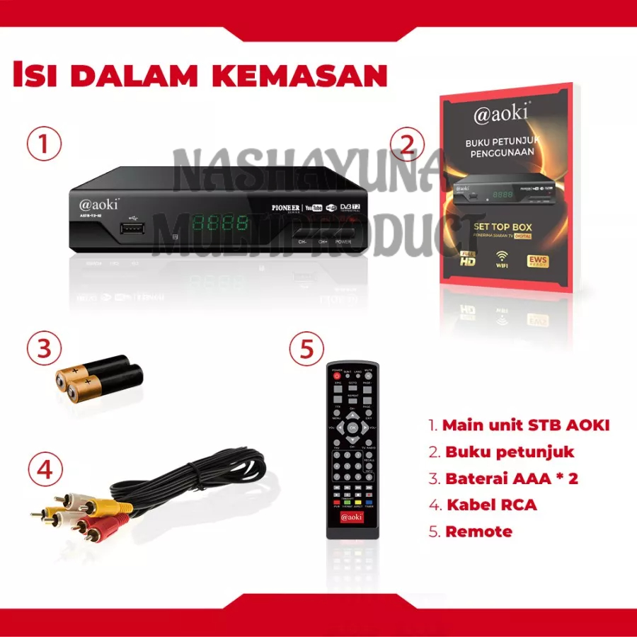 SET TOP BOX TV DIGITAL AOKI ASTB-T2-01 RECEIVER DVB-T2 PIONEER FITUR TERBARU