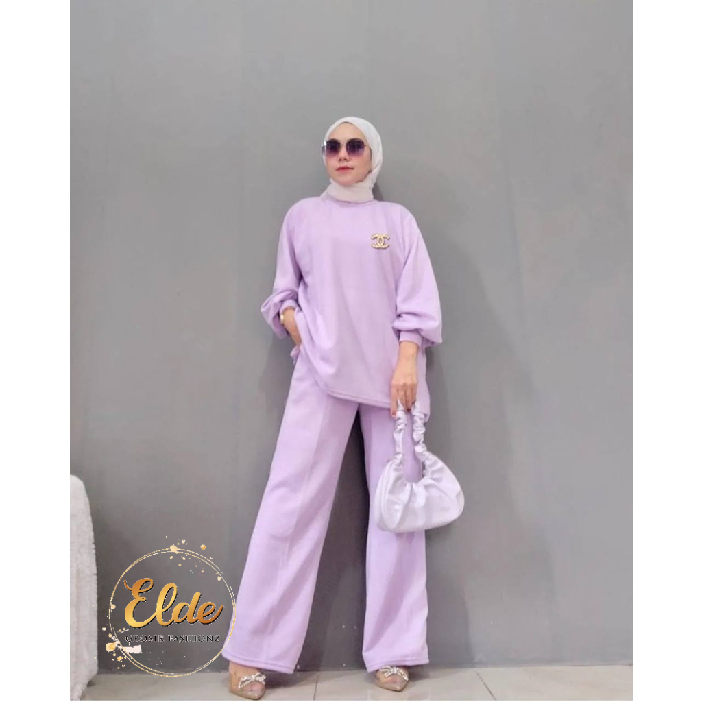 ELDE 12 - Setelan Rona Knit ( L - XL - XXL - 3XL ) JUMBO Bahan Mango Knit Import Tebal + Celana, NO BROSS