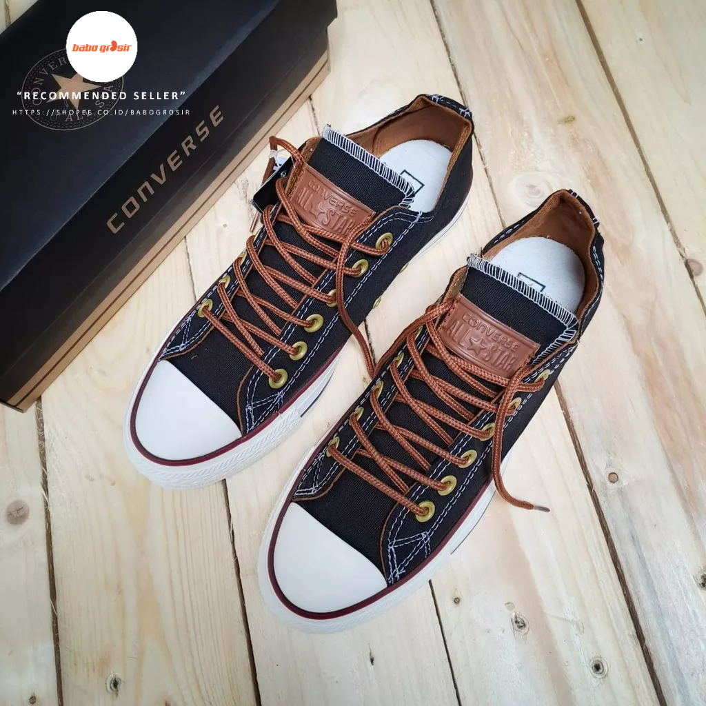 PROMO Sepatu Converse Chuck Taylor Classic Peached OX Black, Upper Kanvas, Tapak Rubber, Premium Import Quality Tag Made in Vietnam