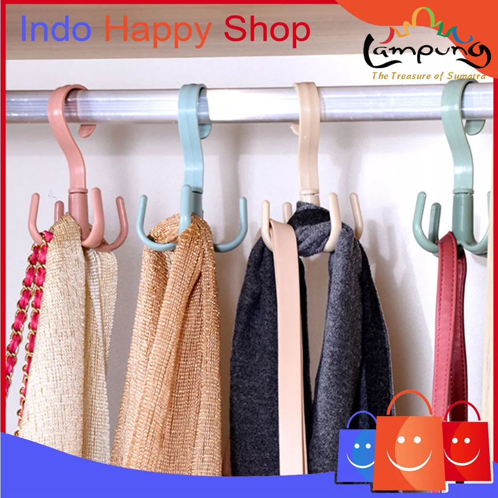 ⭐️𝐈𝐇𝐒 𝟒𝟑𝟒 𝐋𝐚𝐦𝐩𝐮𝐧𝐠⭐️Gantungan 4 Kail Gantungan Topi Sepatu Serbaguna Bisa Putar 360 Derajat