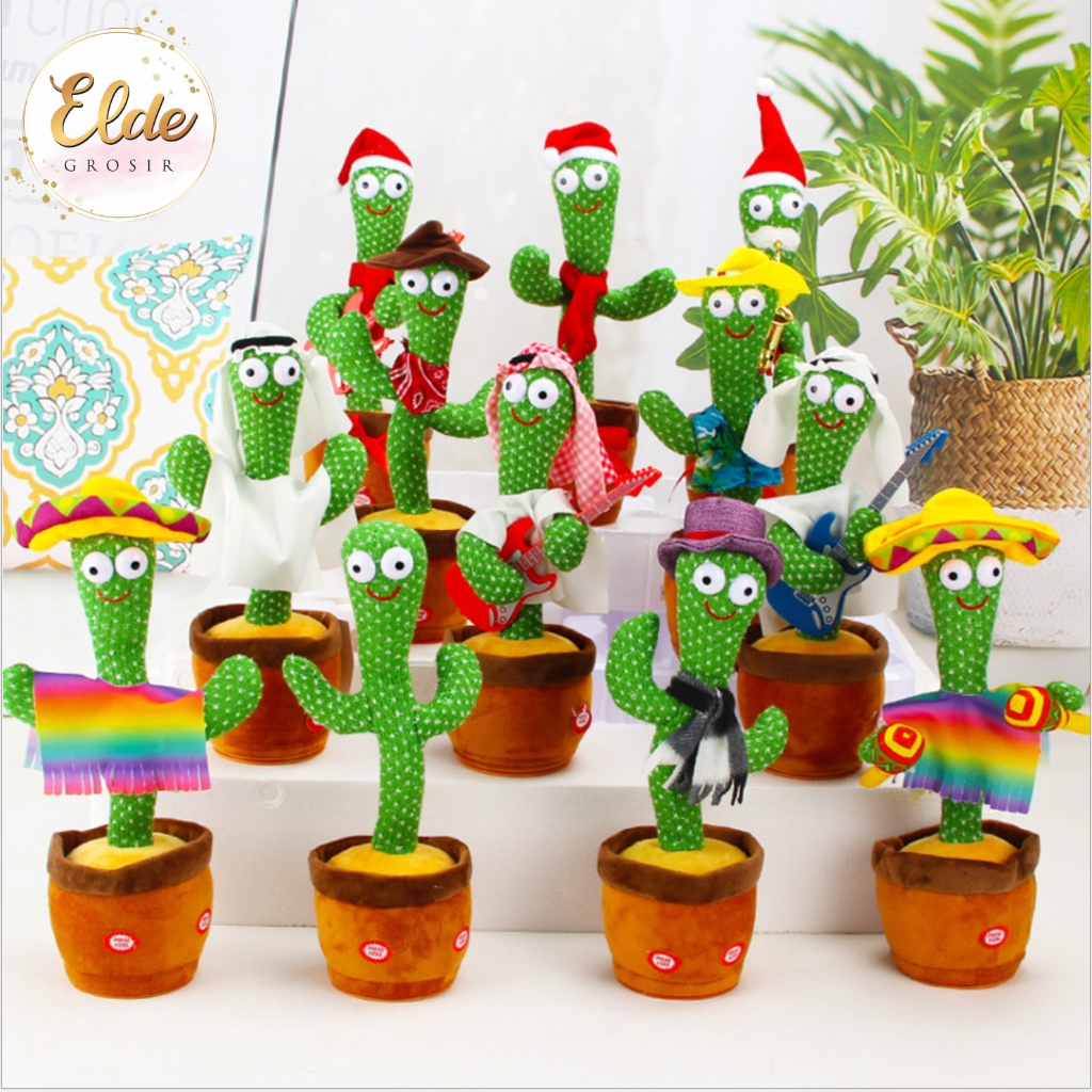 ELDE - mainan kaktus Cactus Toy Boneka Pintar Kaktus Joget Joged Goyang Bisa Bicara Menari music