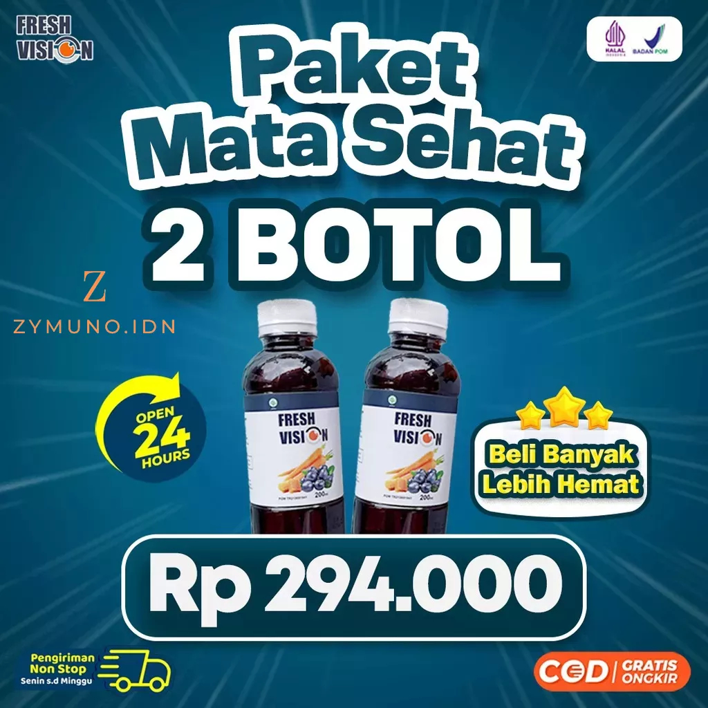 Paket Mata Sehat 2 Botol Fresh Vision || Fres Pres Fision Pision Multivitamin Ampuh Atasi Masalah Mata Cegah Mata Merah Kurangi Minus Pencegah Katarak Tajamkan Penglihatan Nutrisi Mata Isi 200ml