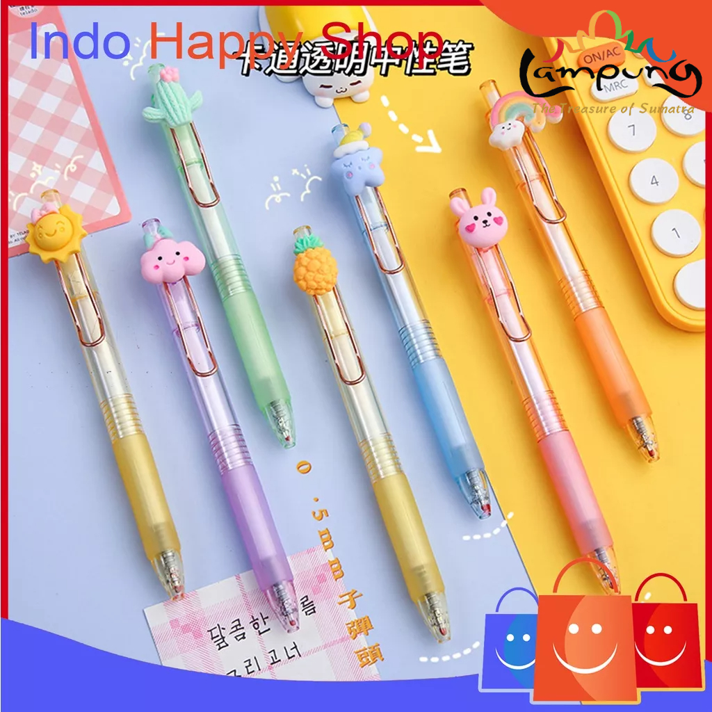 ⭐𝐈𝐇𝐒 𝟐𝟗𝟕 𝐋𝐚𝐦𝐩𝐮𝐧𝐠⭐️Pulpen Gel Karakter Lucu Korean Style Cute Pen Pena Pelajar Dan Kantor