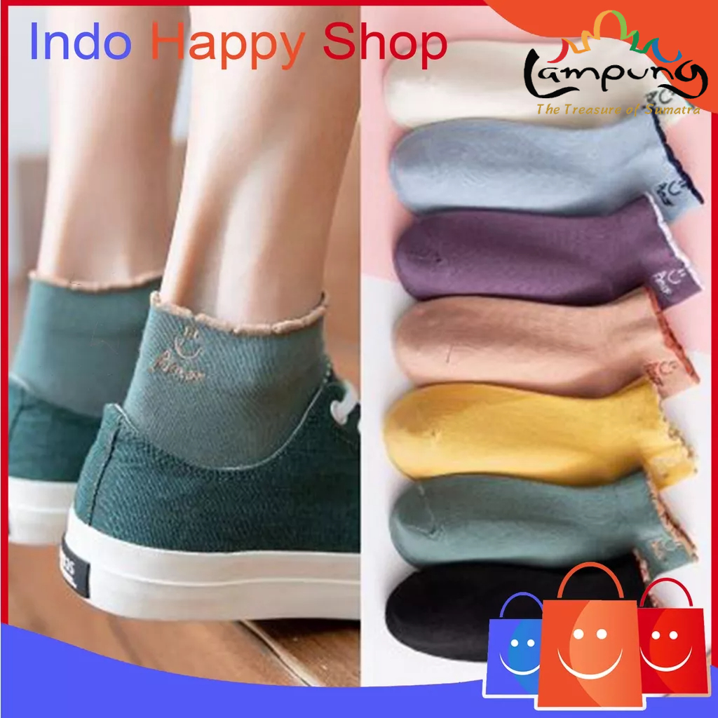 ⭐️𝐈𝐇𝐒 𝟓𝟕𝟔 𝐋𝐚𝐦𝐩𝐮𝐧𝐠⭐️Kaos Kaki Wanita Pria Motif Smile Fashion Japan Unisex Kaos Kaki Pendek Ankle Socks Import