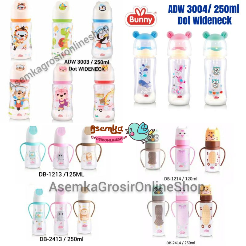 TERLENGKAP! Botol susu karakter Handle Gagang Lusty Bunny ORI Regular Wideneck 120ML 125ML 250ML