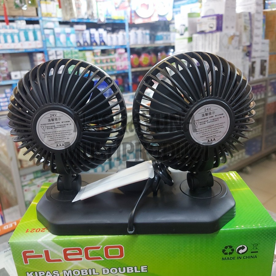 KIPAS 2 FAN DOUBLE/KIPAS MOBIL FLECO F-2021 USB CHARGER ANGIN KENCANG
