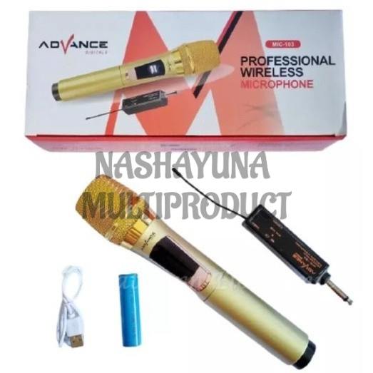 MICROPHONE WIRELEES ADVANCE MIC-103 MIC VOCAL/MIC TANPA KABEL KUALITAS TERBAIK