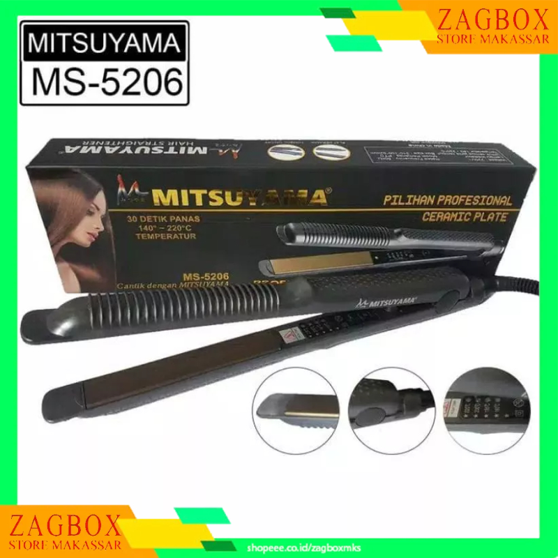 Catok Mitsuyama Catok Rambut Keramik MITSUYAMA MS-5206 Alat Catok 2in1 Lurus dan Curly Blow