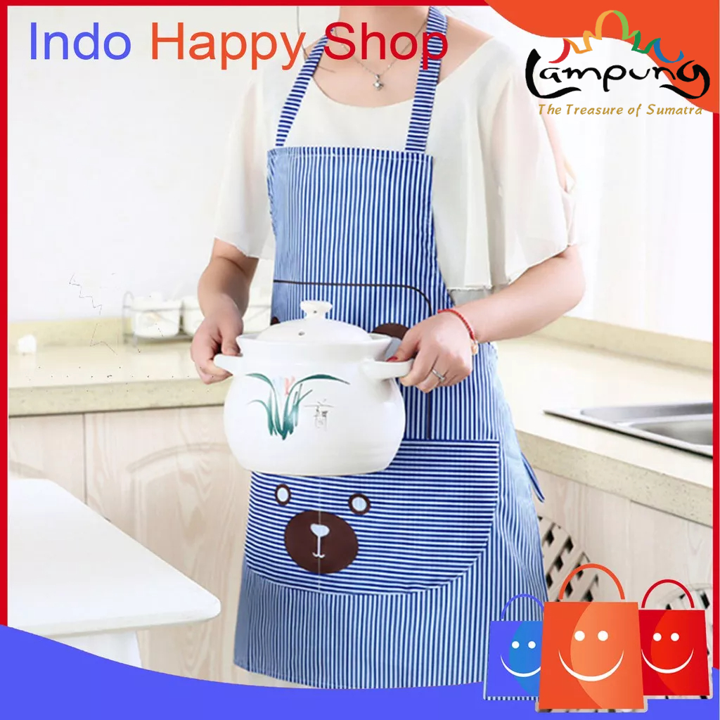 ⭐️𝐈𝐇𝐒 𝟎𝟒𝟓 𝐋𝐚𝐦𝐩𝐮𝐧𝐠⭐️Celemek Dapur Apron Masak Anti Air Celemek Motif Karakter Kartun Beruang Waterproof