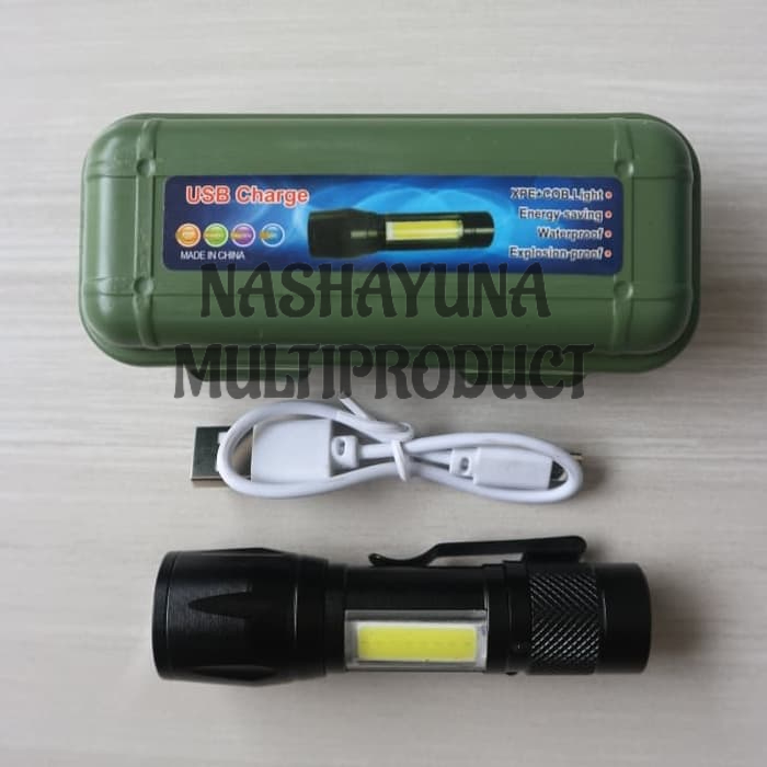 SENTER USB XPE COB SWAT POLICE 511 RECHARGEABLE BISA ZOOM LAMPU TITIK BESAR DAN KECIL JARAK JAUH