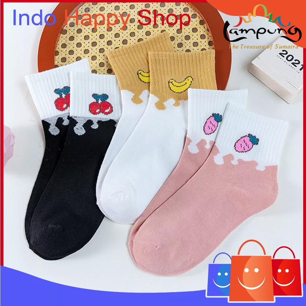 ⭐️𝐈𝐇𝐒 𝟕𝟗𝟒 𝐋𝐚𝐦𝐩𝐮𝐧𝐠⭐️Kaos Kaki Wanita Motif Buah Buahan Kaos Kaki Panjang Fashion Korea