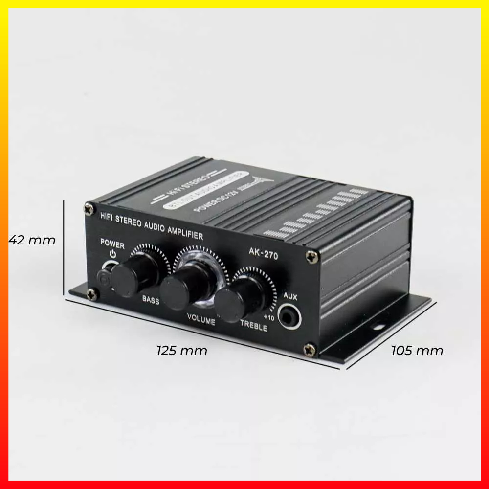 Amplifier Penguat Audio Mini Lampu LED Treble Bass Booster 2-channel HiFi Stereo 12V Lepy AK-270 - 7RSKD9BK