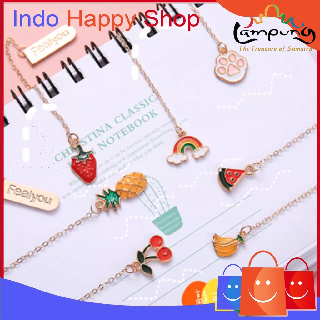 ⭐️𝐈𝐇𝐒 𝟔𝟎𝟗 𝐋𝐚𝐦𝐩𝐮𝐧𝐠⭐️Pembatas Buku Karakter Korean Ins Cartoon Metal Pendant Bookmark