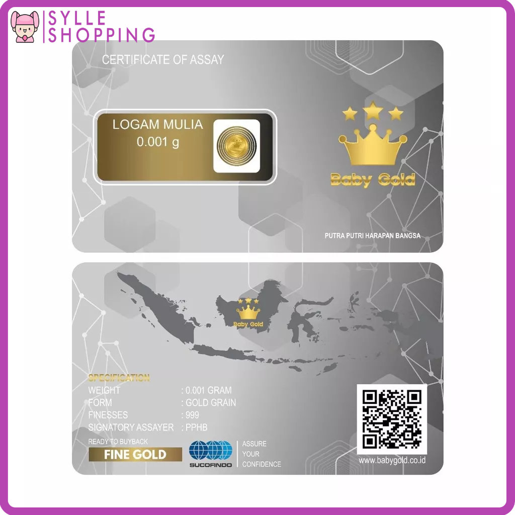 (HADIAH) BabyGold Baby Gold 0.001gr 0,001 . 0.001 g gram Logam Mulia Asli Emas Murni Mini Gold