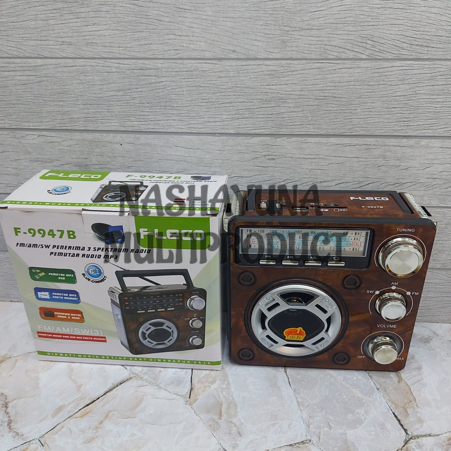 [BAYAR DITEMPAT] RADIO BLUETOOTH PORTABLE FLECO F-9947B RADIO MODEL KLASIK 3 BAND KUALITAS TERBAIK