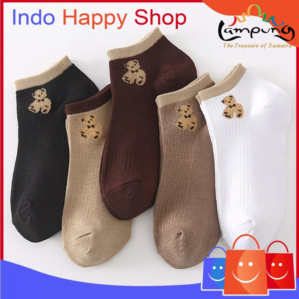 ⭐️𝐈𝐇𝐒 𝟔𝟗𝟗 𝐋𝐚𝐦𝐩𝐮𝐧𝐠⭐️Kaos Kaki Pria Wanita Mata Kaki Motif Beruang Cute Bear New Korean Style Socks Import