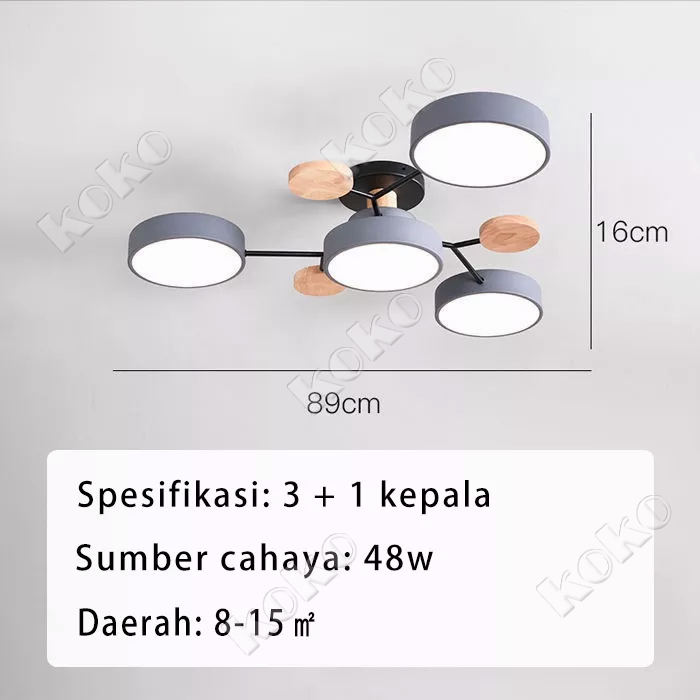 【Penjual lokal】4 Lampu Gantung 3+1 Led E27 Industrial Bahan Besi Untuk Plafon Ruang Tamu Modern minimalist chandelier (Bohlam tidak termasuk)