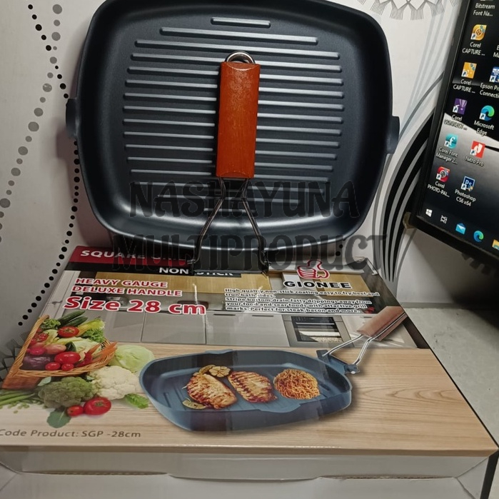[BAYAR DI TEMPAT] SQUARE GRILL PAN UKURAN 20-24-28 CM WAJAN UNTUK PANGGANG SIMPLE DAN ANTI LENGKET