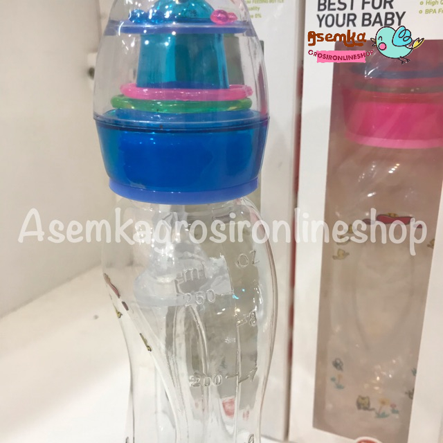 Botol susu donat ninio / bolong tengah krincing dan polos 280ml