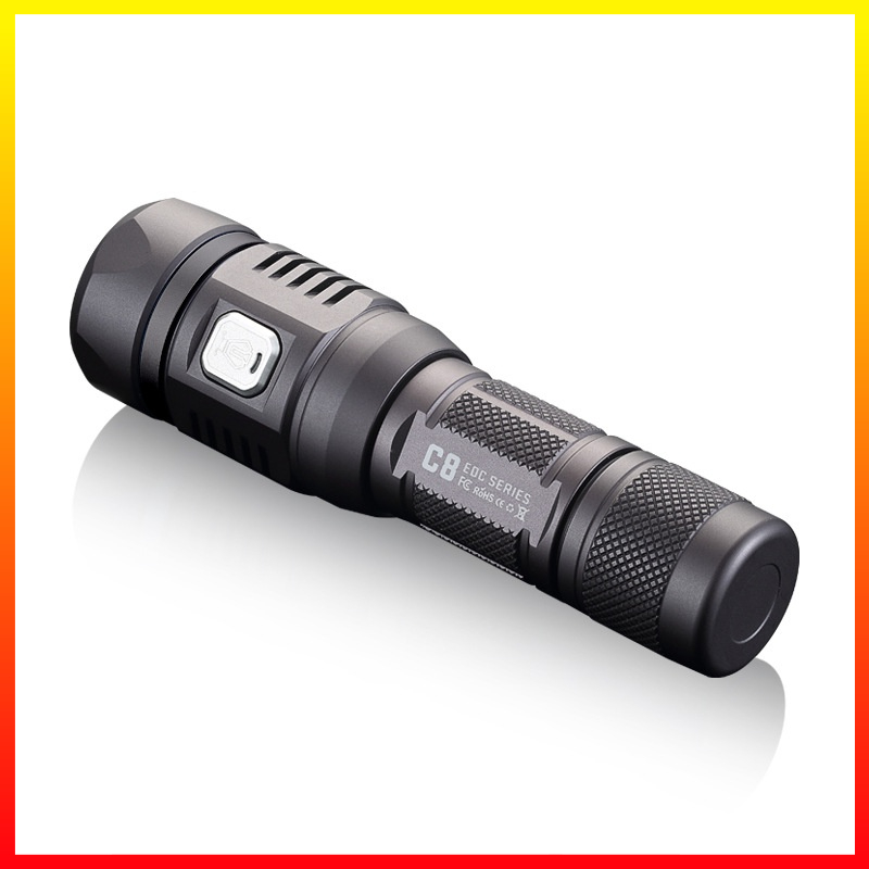 Tactical Senter LED Portabel Luar Ruangan Cahaya Kuat 1200 Lumens Baterai 18650 Waterproof IPX-8 JETBeam C8 Pro - JBFL26BK