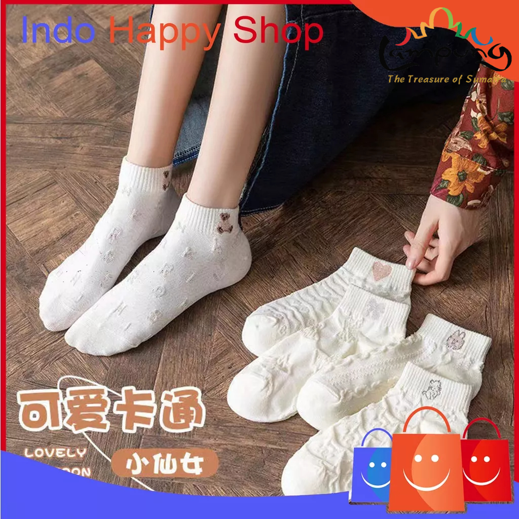 ⭐️𝐈𝐇𝐒 𝟕𝟕𝟓 𝐋𝐚𝐦𝐩𝐮𝐧𝐠⭐️Kaos Kaki Wanita Motif Lovely Cartoon Kaos Kaki Pendek Girls Socks Japanese Fashion