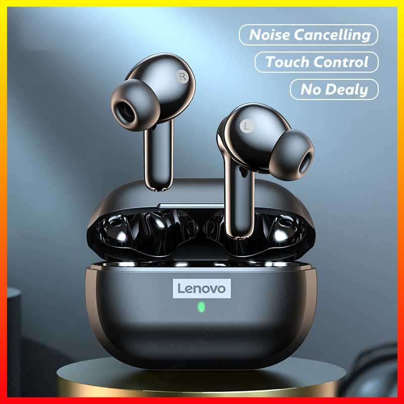 TWS Earphone Desain Airpods Headset Bluetooth 5.0 with Charging Dock USB Type C Baterai Tahan Lama Lenovo Think Plus - ILSK0QBK