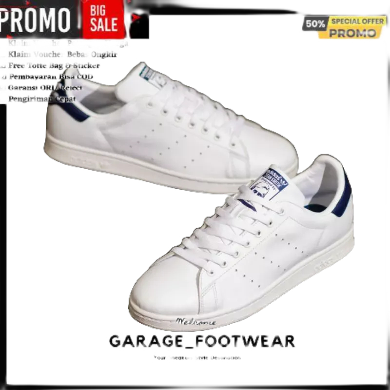 PROMO ADIDAS STANSMITH WHITE NAVY ORIGINAL 100% - SEPATU ADIDAS STANSMITH ORIGINAL 100% - SEPATU PRI