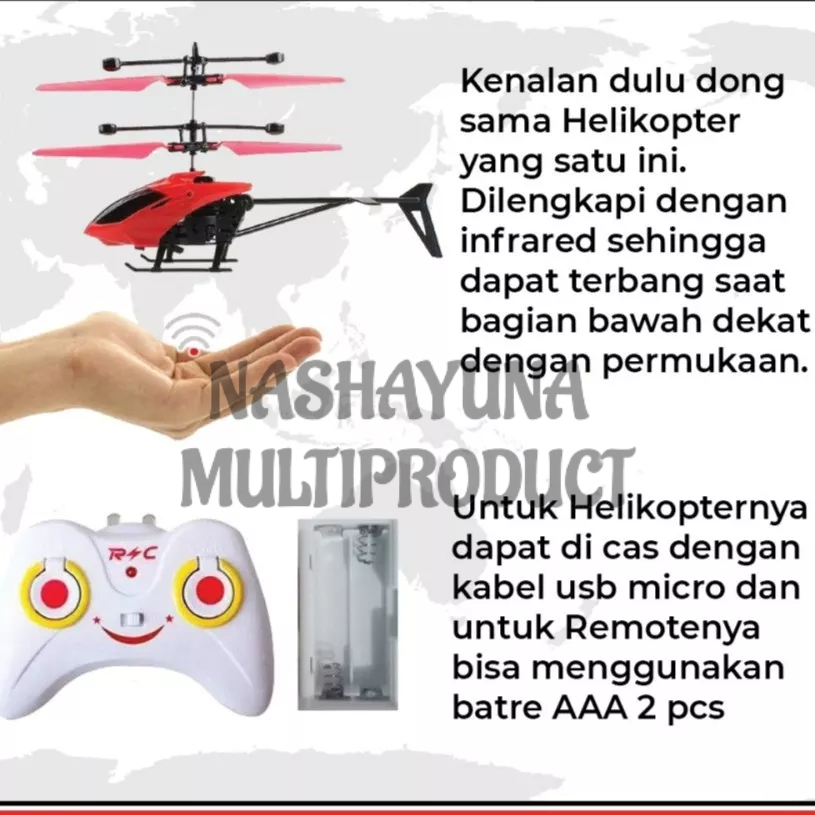 Mainan Anak Helikopter / Pesawat Sensor Tangan dan Remote Control