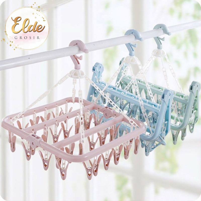 ELDE - Hanger Gantungan Jemuran Baju 32 Penjepit