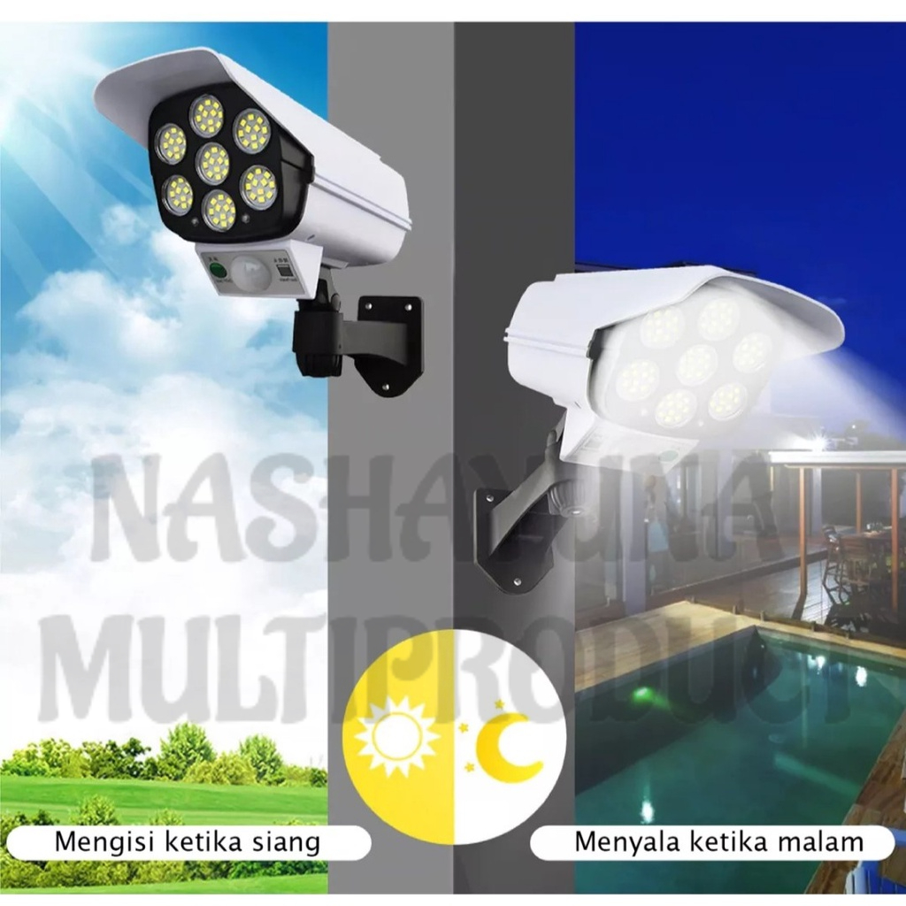 LAMPU SOLAR CELL IP65 MODEL CCTV - LAMPU SENSOR GERAK 77 LED - LAMPU 2178 BENTUK KAMERA PENGINTAI - LAMPU PANEL WATERPROOF