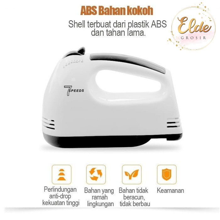 ELDE - Super Hand Mixer Pengaduk 7 Kecepatan Otomatis - Free 4 Buah Alat Pengocok - Mixer