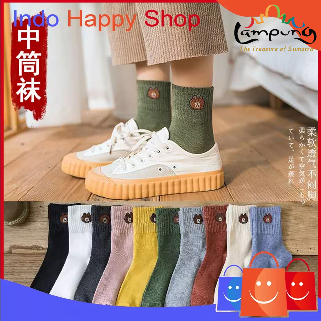 ⭐𝐈𝐇𝐒 𝟔𝟒𝟕 𝐋𝐚𝐦𝐩𝐮𝐧𝐠⭐️Kaos Kaki Pria Wanita Motif Beruang Kaos Kaki Unisex Setinggi Betis Import