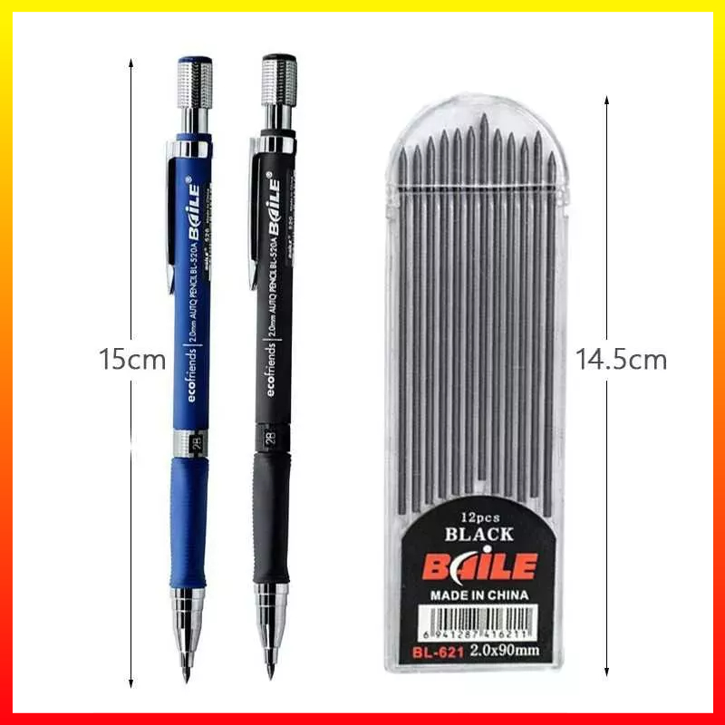 Pensil Mekanik Mechanical Pencil 2B 2mm 12 Isi Ringan dan Tahan Lama - 7ROTEFBK