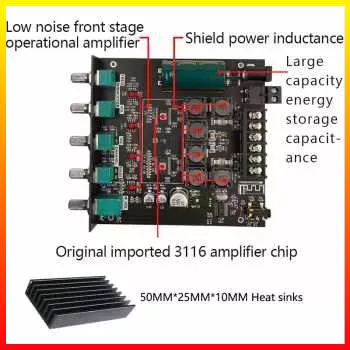 Speaker Amplifier DIY Audio 2.1 Saluran Bluetooth 5.0 modul Penguat Daya Digital Nada Tinggi &amp; Rendah Subwoofer Board 50Wx2+100W Komponen Berkualitas Chip TPA3116D2 TKXEC ZK-TB21 - 7RSK81BK