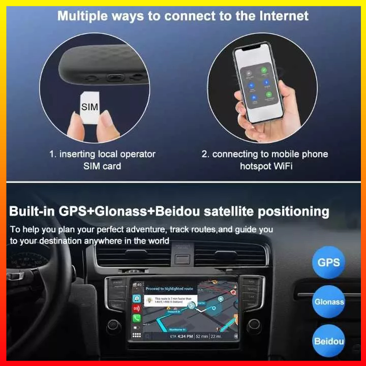 CarPlay Kotak Interkoneksi Pintar Nirkabel Android 9.0 Ke Sistem Android AI Box Netflix Youtube Wireless 64GB CarlinKit CPC200-V3 - 7CRS2TBK