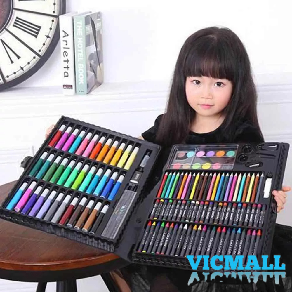 VICMALL - Perlengkapan menggambar crayon set 208 pcs lengkap dan 150 pcs Crayon Set Mewarnai Melukis Pensil Menggambar 150 Pcs / Alat Tulis Anak / alat anak gambar