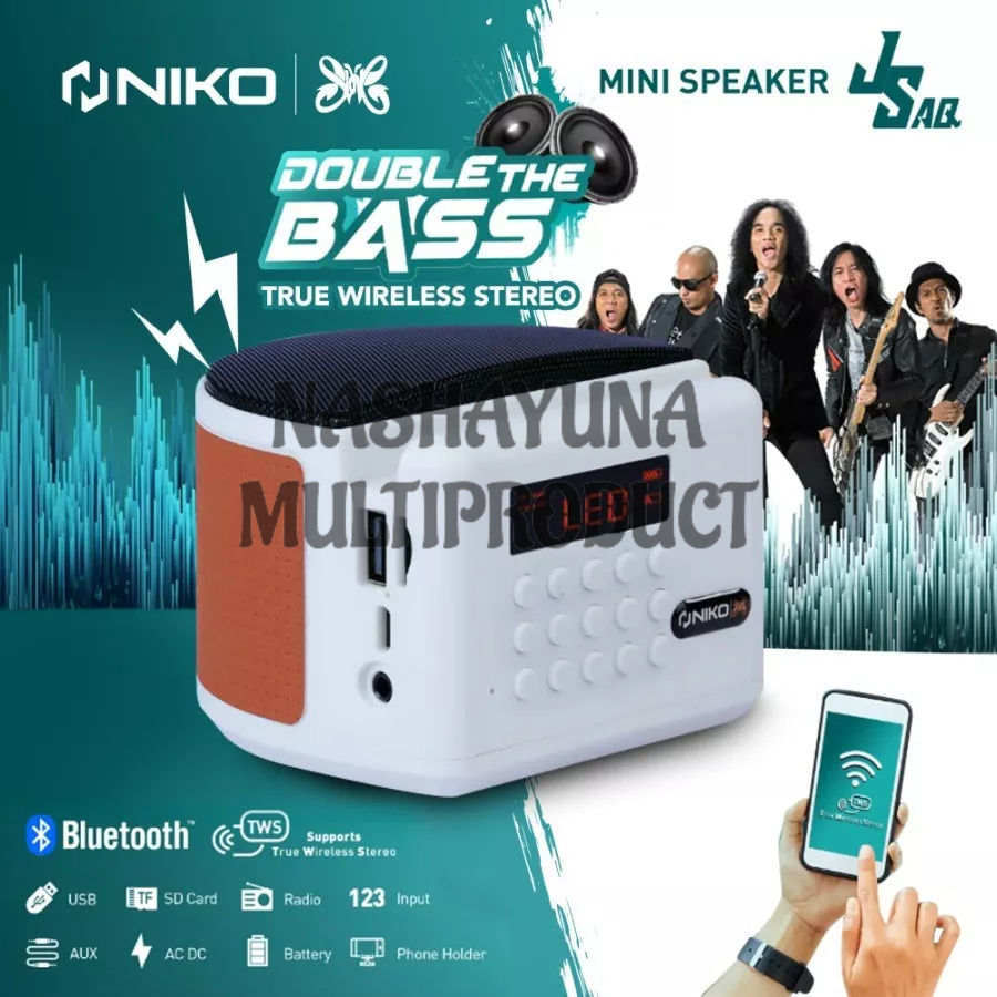 SPEAKER BLUETOOTH MINI NIKO JS-AQ MP3/RADIO SPEAKER PORTABLE