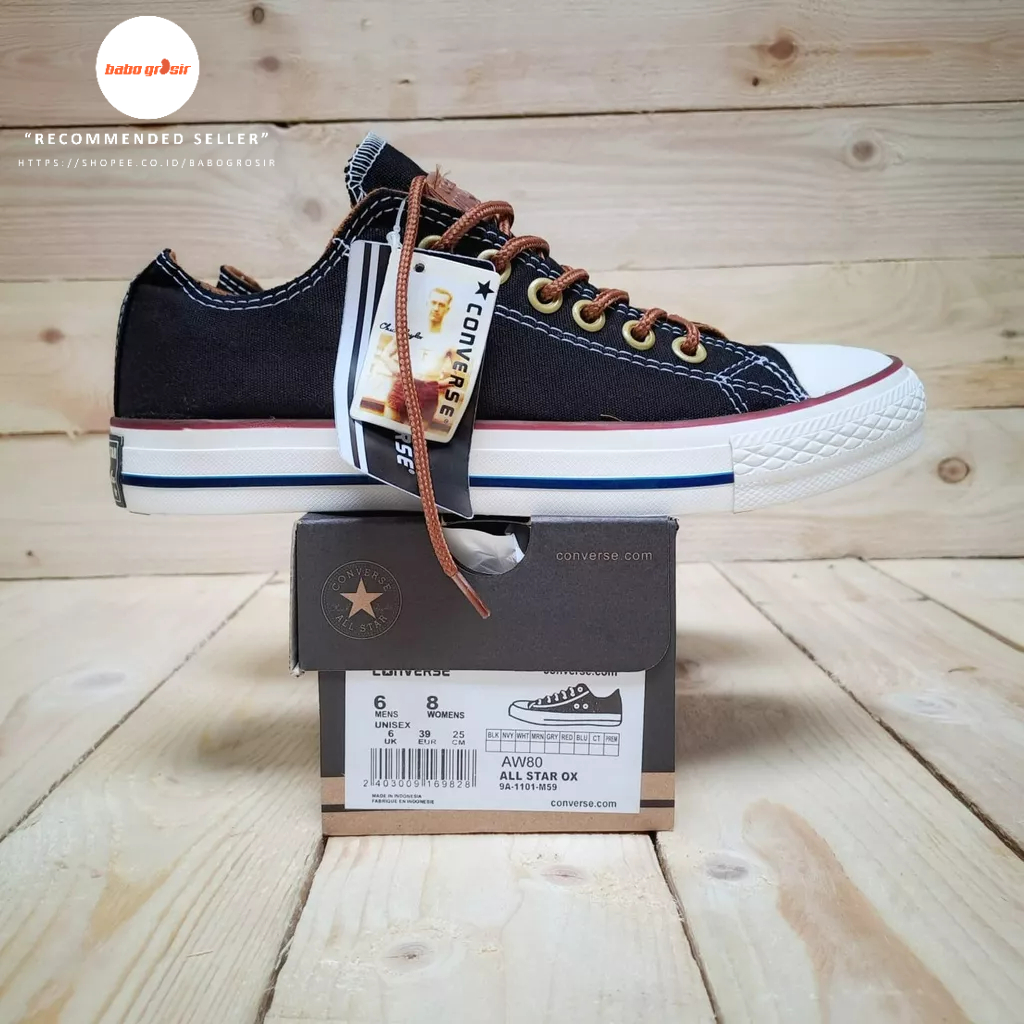 PROMO Sepatu Converse Chuck Taylor Classic Peached OX Black, Upper Kanvas, Tapak Rubber, Premium Import Quality Tag Made in Vietnam