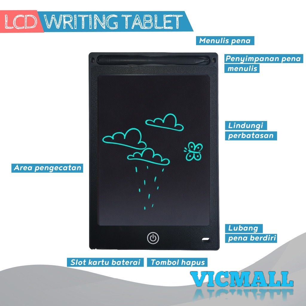 VICMALL - LCD Drawing Writing Tablet 8.5 Inch Mainan Papan Tulis Hapus Board Digital Pad Edukasi Pen Gambar