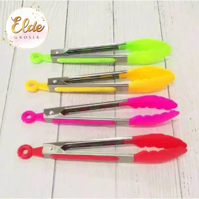 ELDE - CAPITAN /PENCAPIT MAKANAN KUE/FOOD TONGS STAINLESS+SILICON